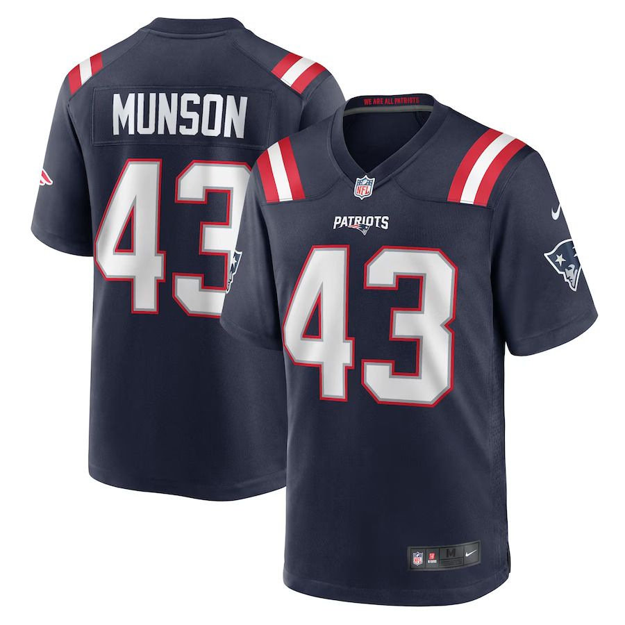 Men New England Patriots #43 Calvin Munson Nike Navy Home Game Player NFL Jersey